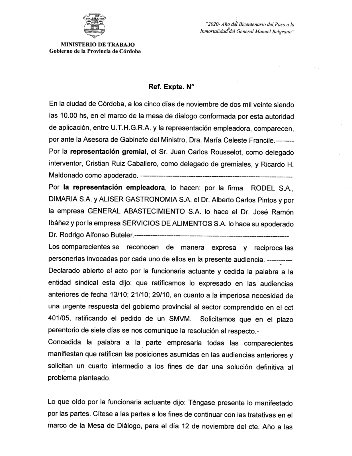 Audiencia en el Ministerio de Trabajo